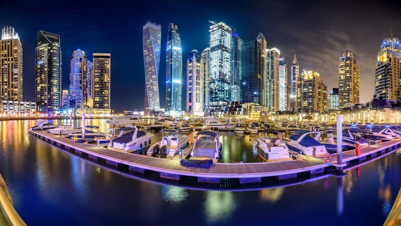 Marina with Yachts — Blue, Dramatic