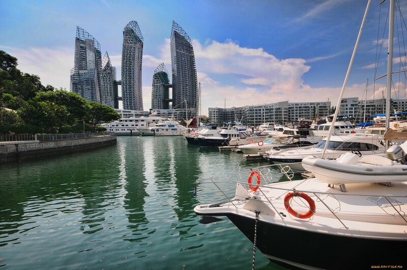 Marina with Yachts — Blue, Serene