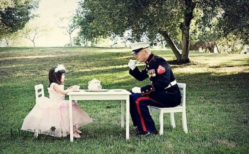 Marine and Girl at Tea Party