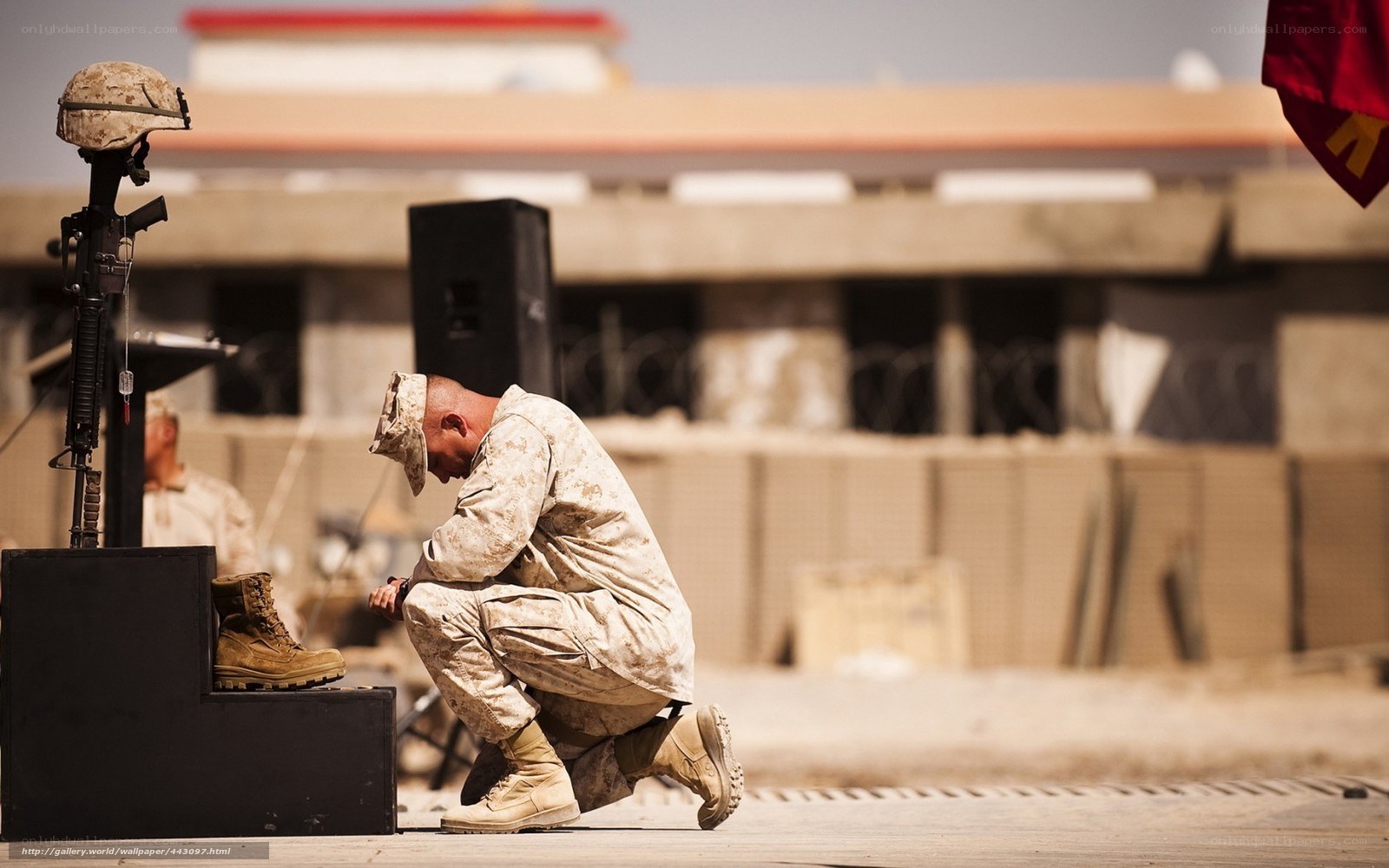 Marine at a memorial service