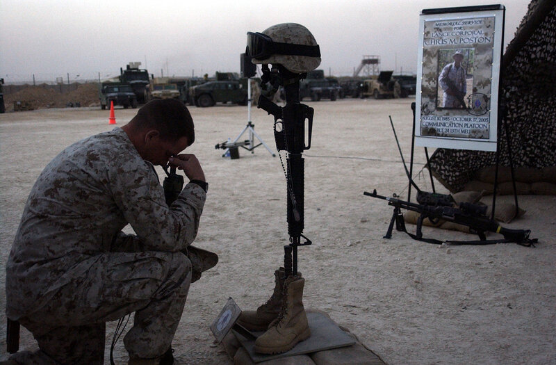 Marine at memorial service