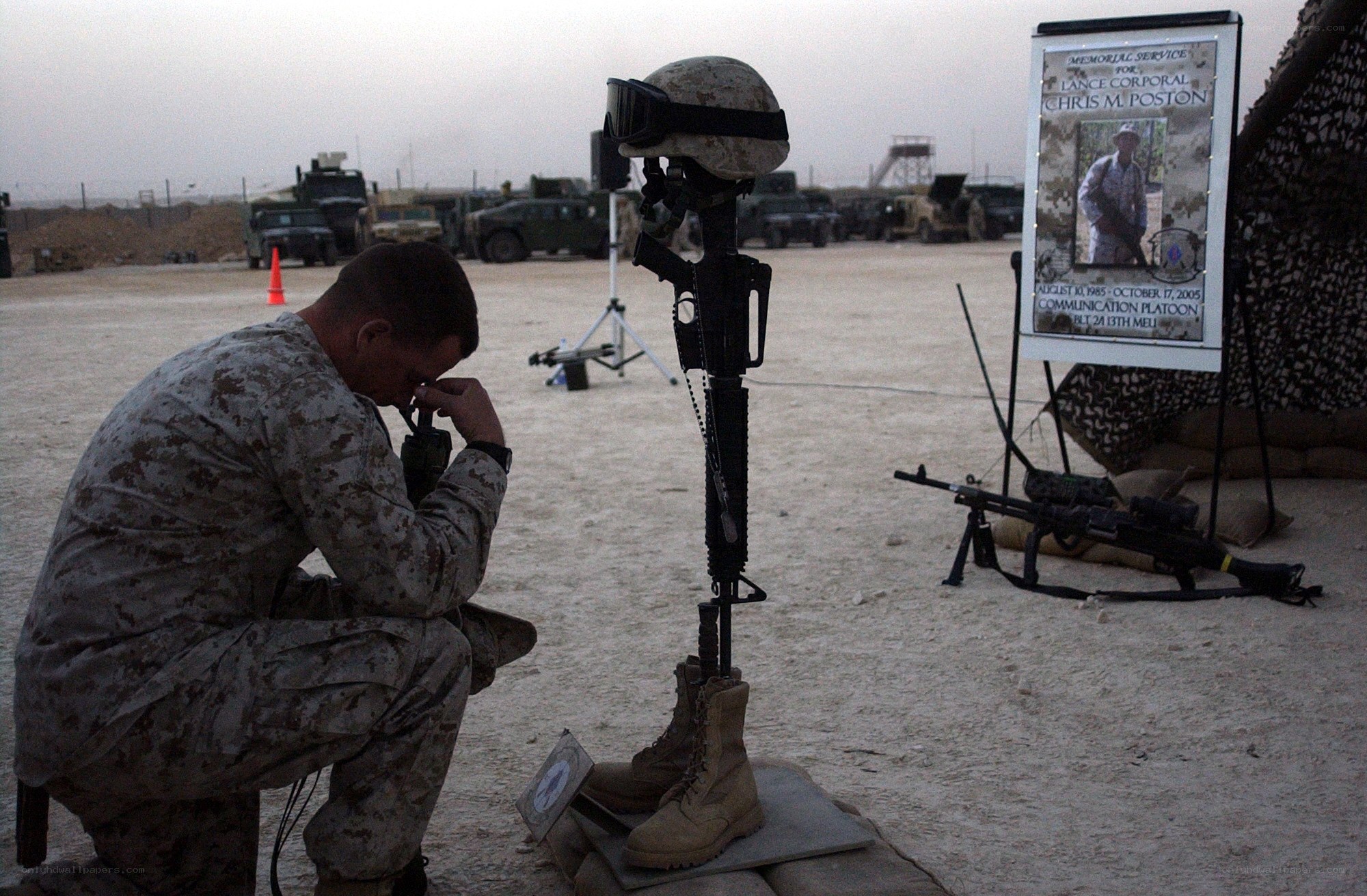 Marine at memorial service