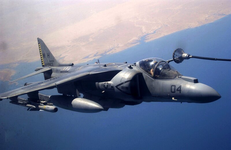 Marine Corps AV-8B Harrier in flight