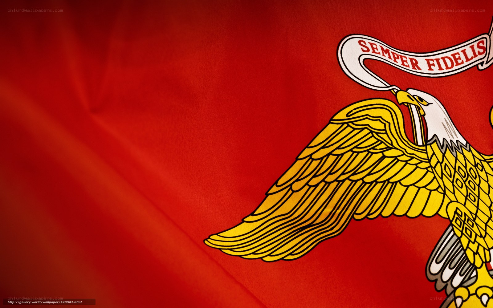 Marine Corps emblem on red fabric