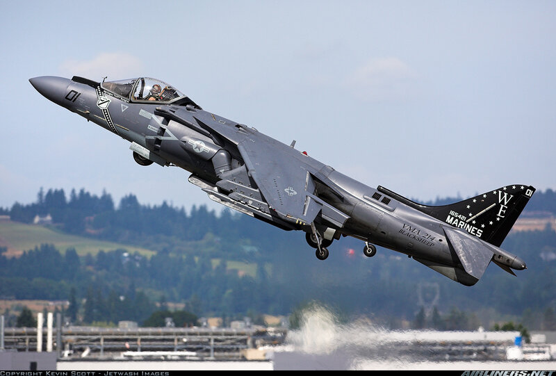 Marine Corps Harrier in flight