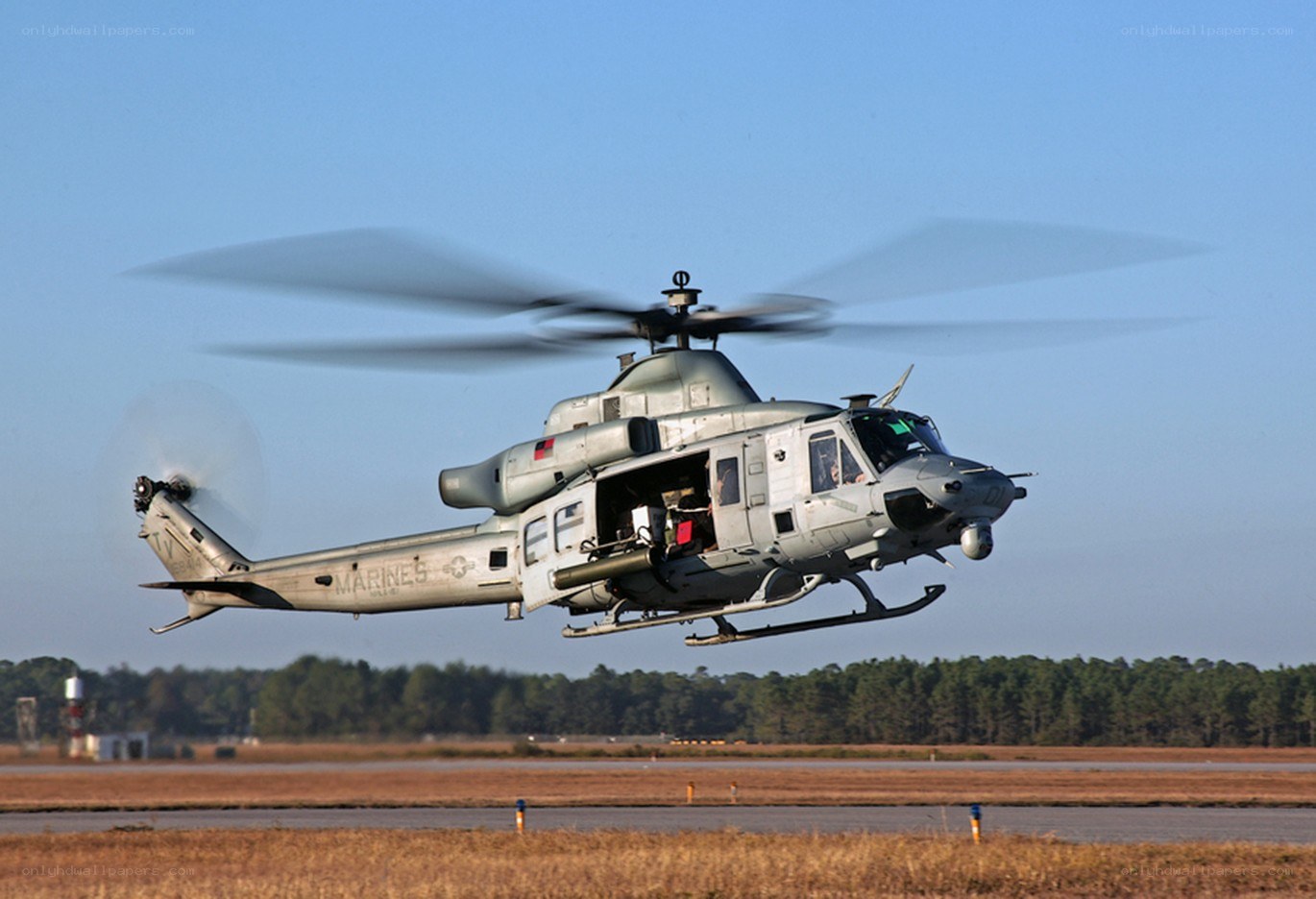 Marine Corps helicopter in flight