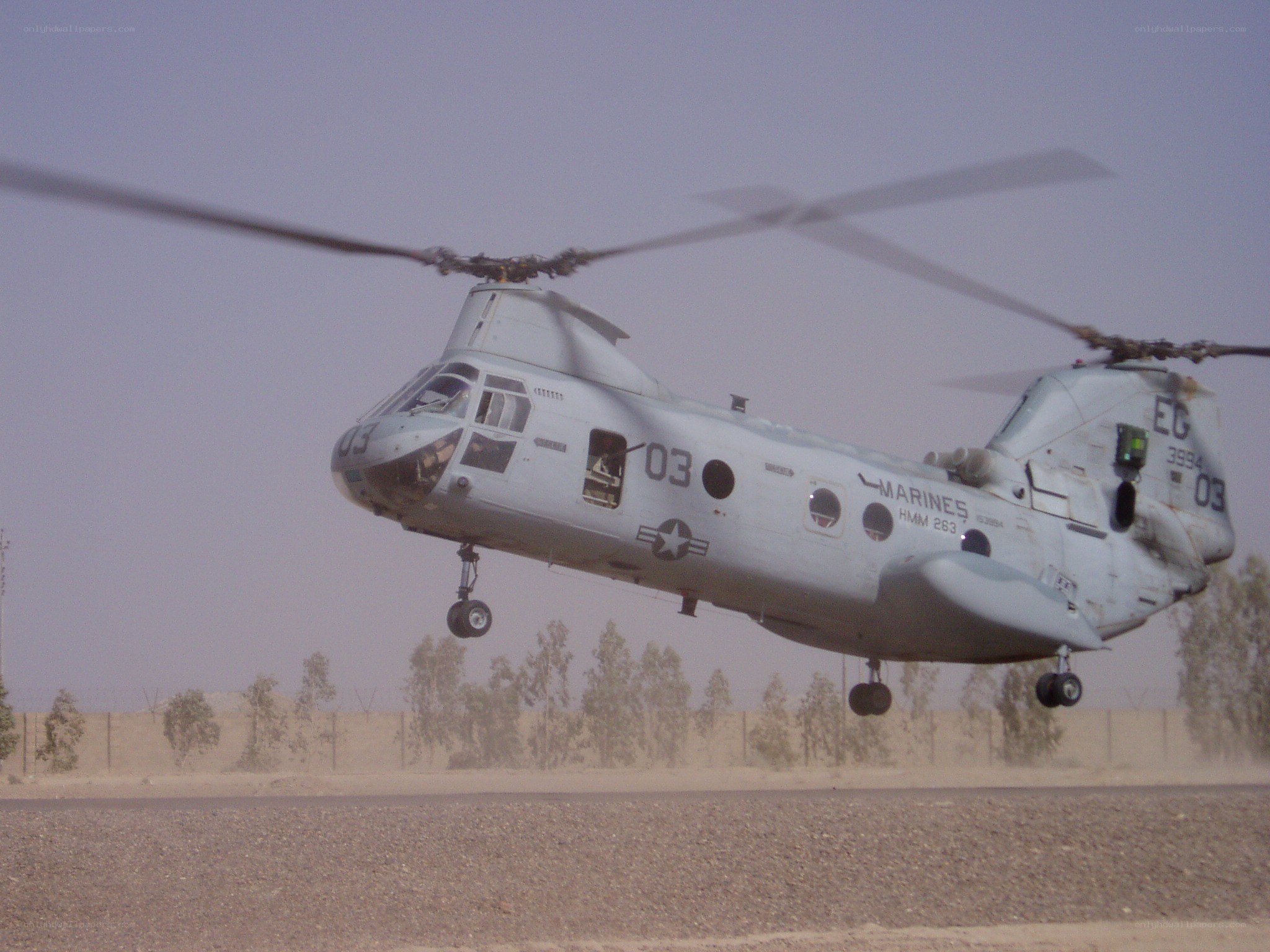 Marine Corps helicopter in flight