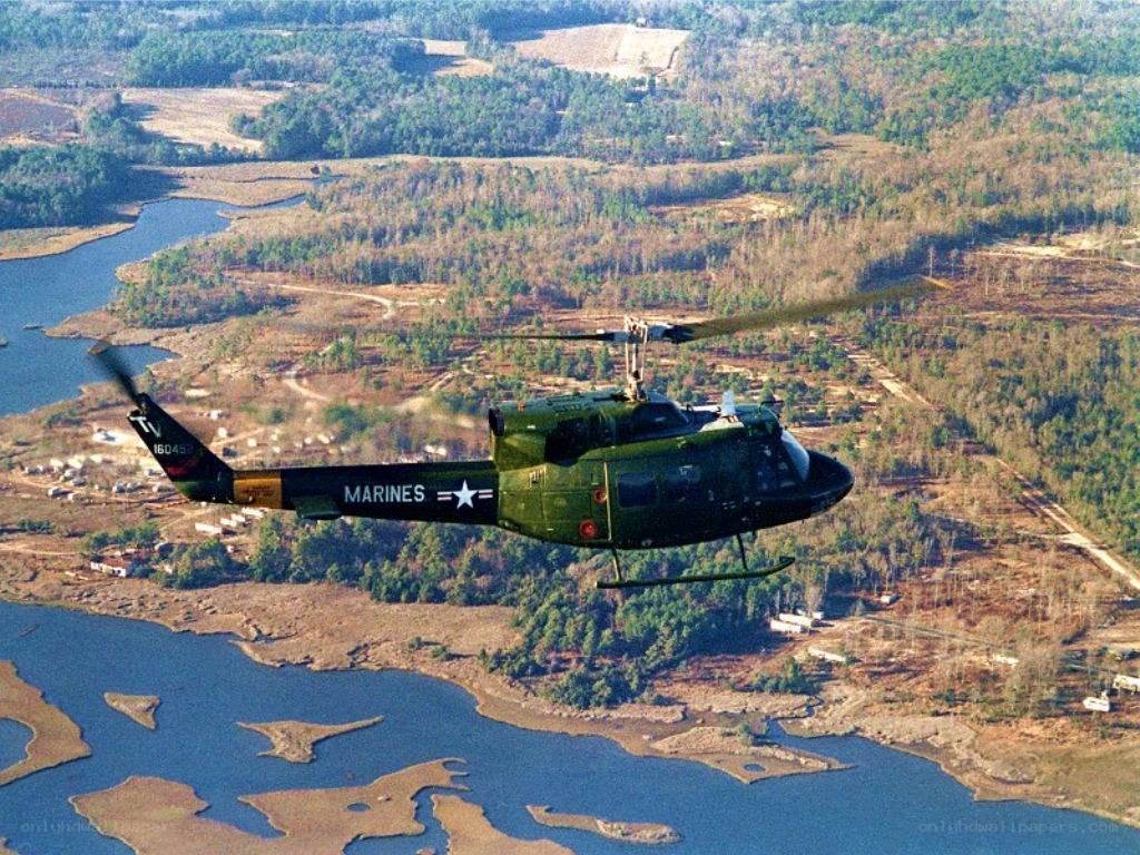 Marine Corps helicopter in flight