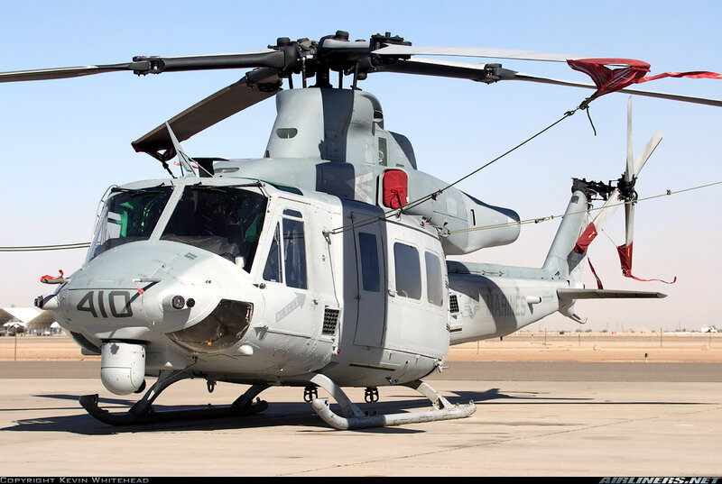 Marine Corps helicopter on tarmac