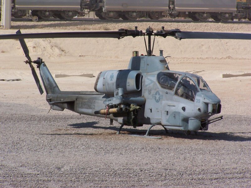 Marine Corps helicopter on tarmac