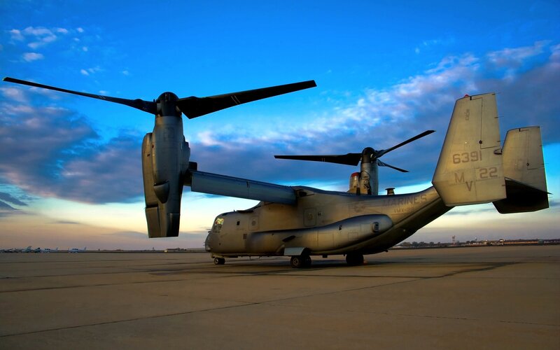 Marine Corps Osprey on tarmac