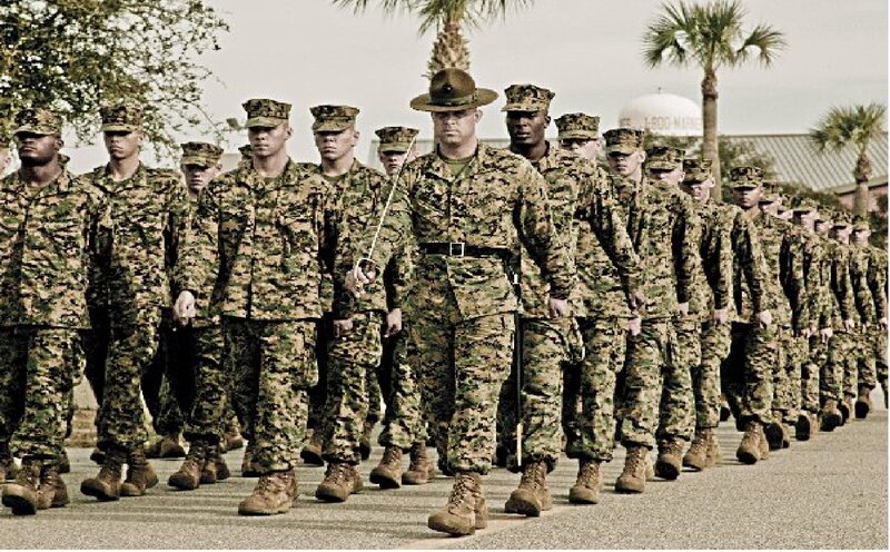 Marine Corps Recruits Marching