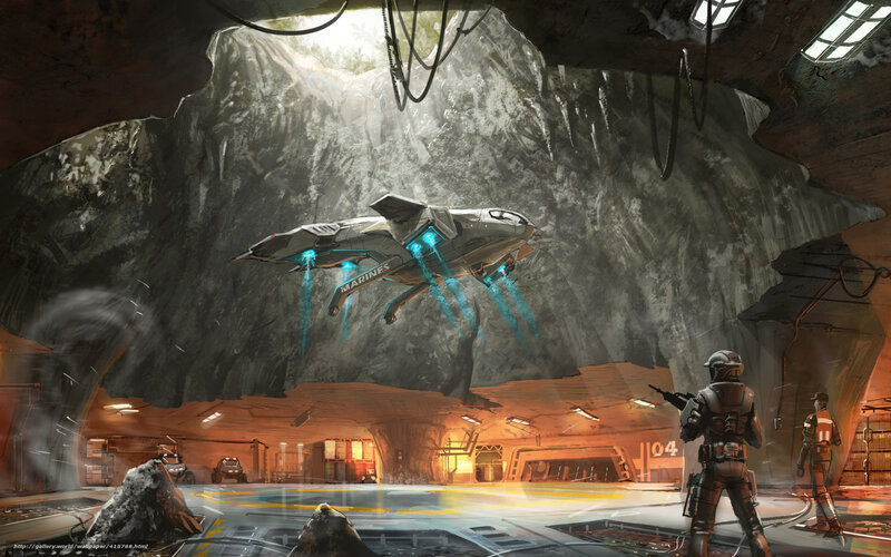 Marine dropship in cave base
