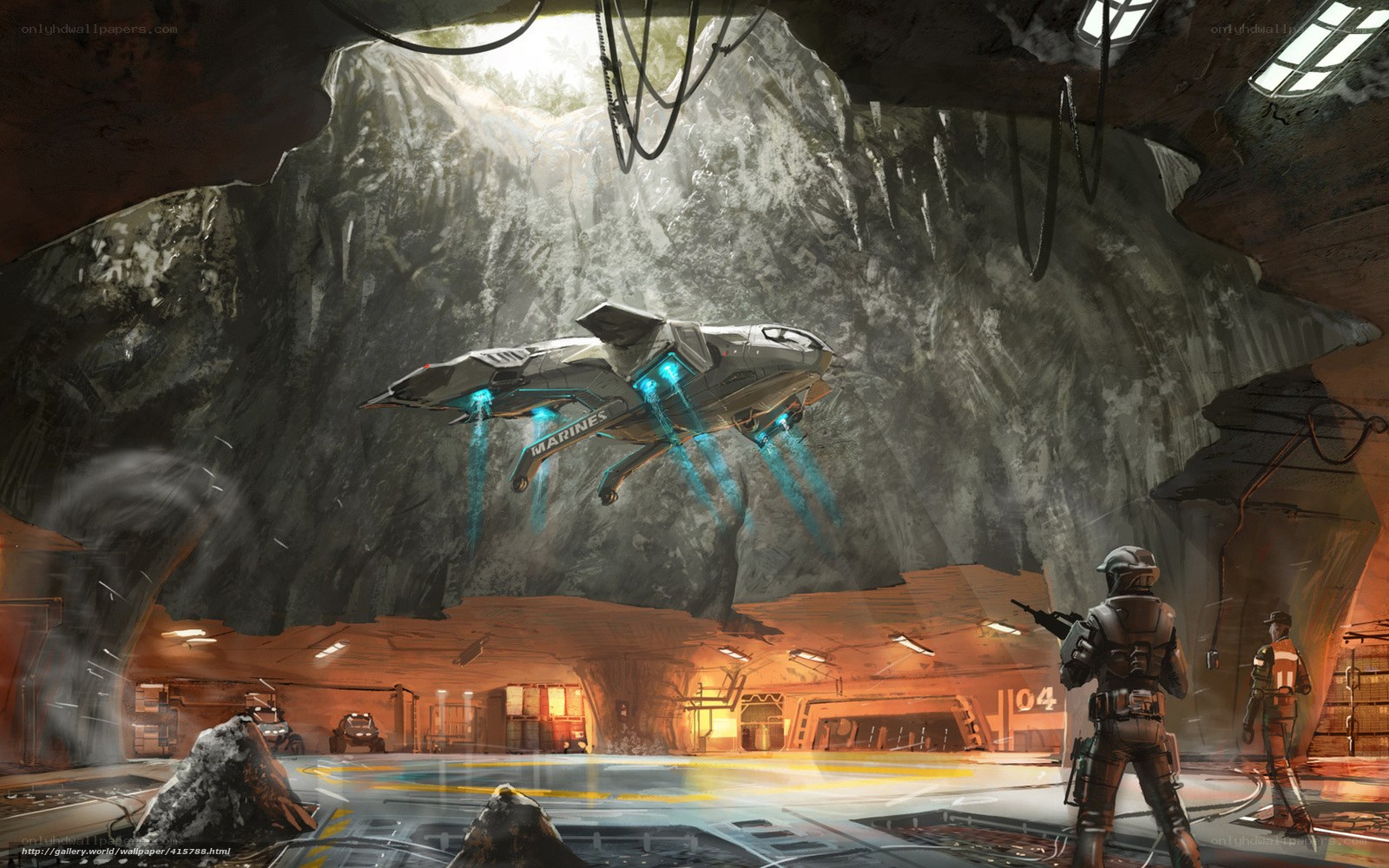 Marine dropship in cave base