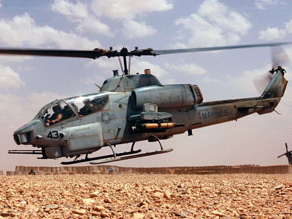Marine helicopter in desert