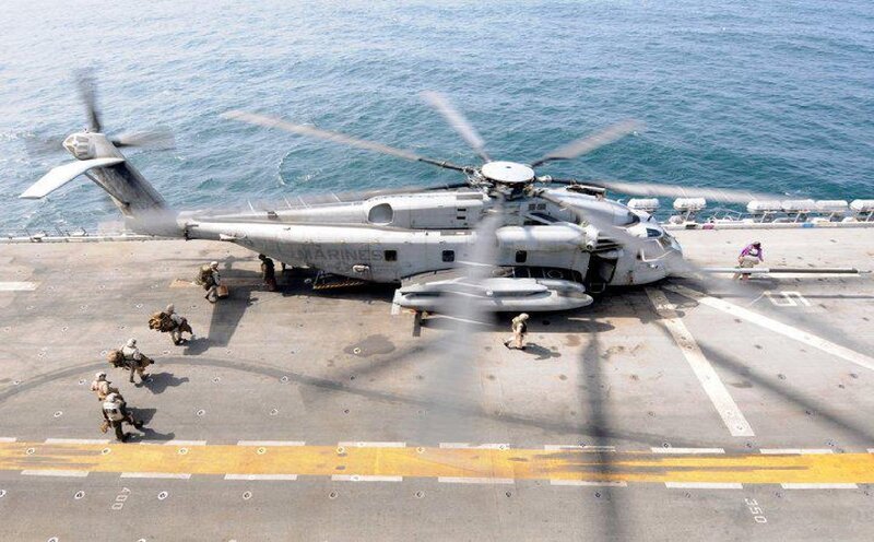 Marine Helicopter on Deck — Gray