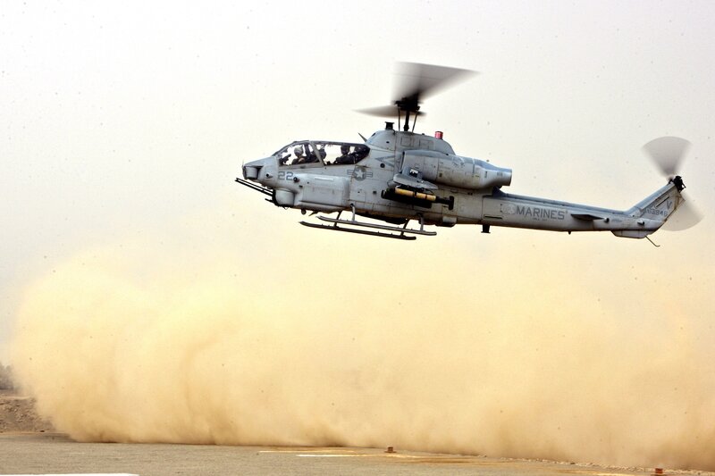 Marine helicopter taking off