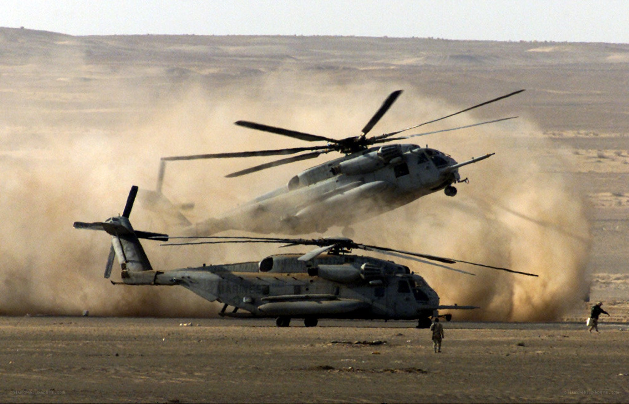 Marine helicopters in desert
