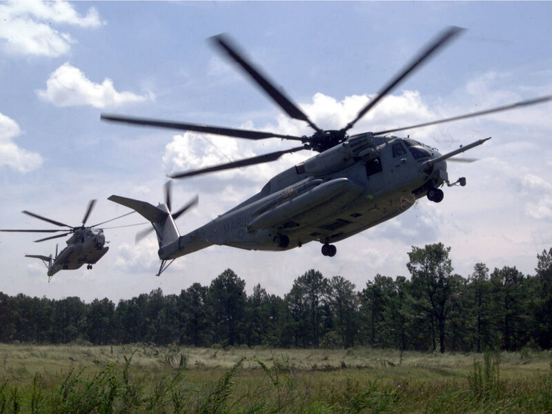 Marine helicopters in flight