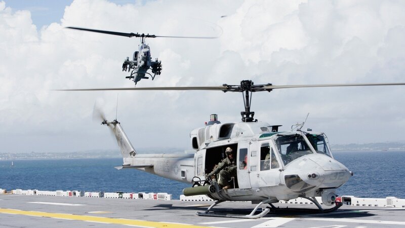 Marine helicopters on aircraft carrier