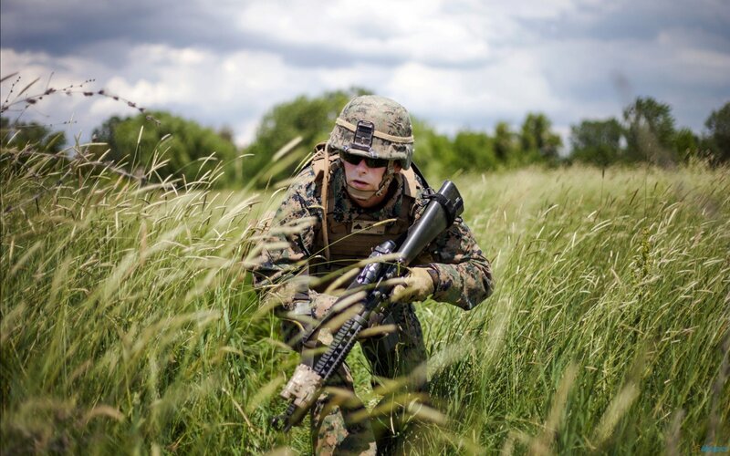 Marine in field training