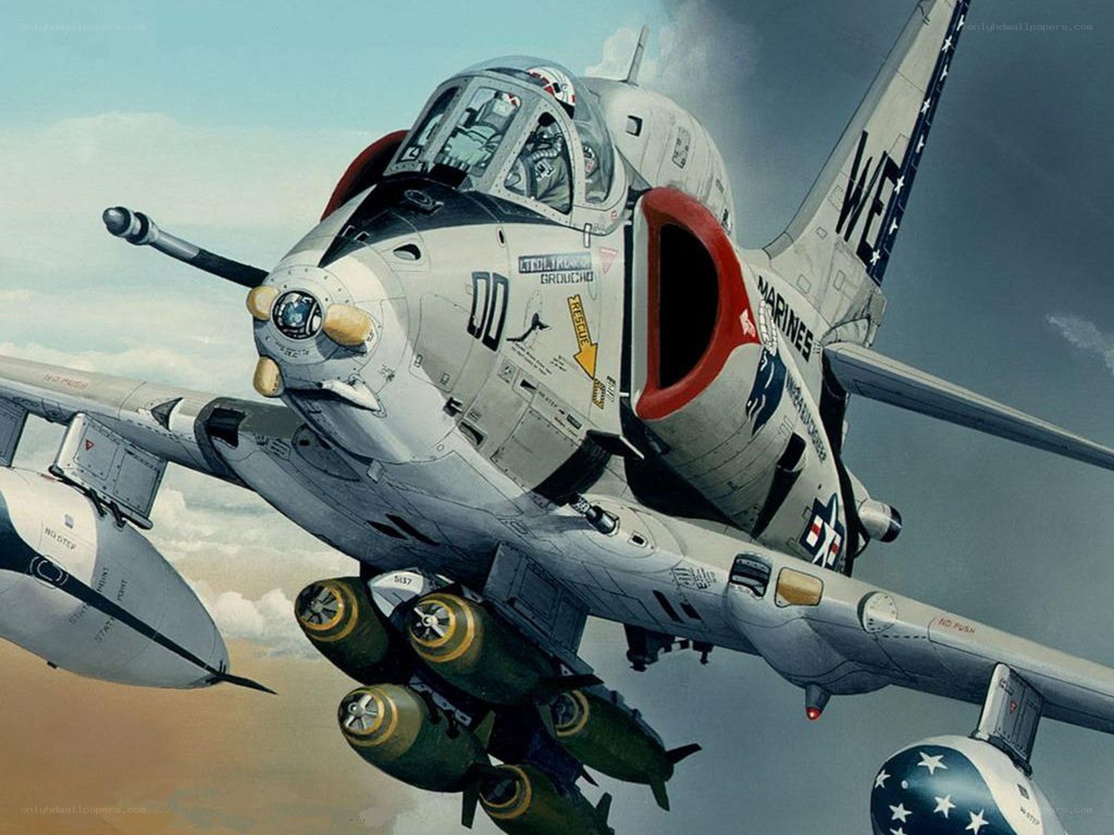 Marine jet in flight
