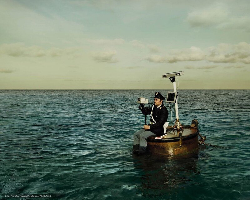 Marine officer on a buoy