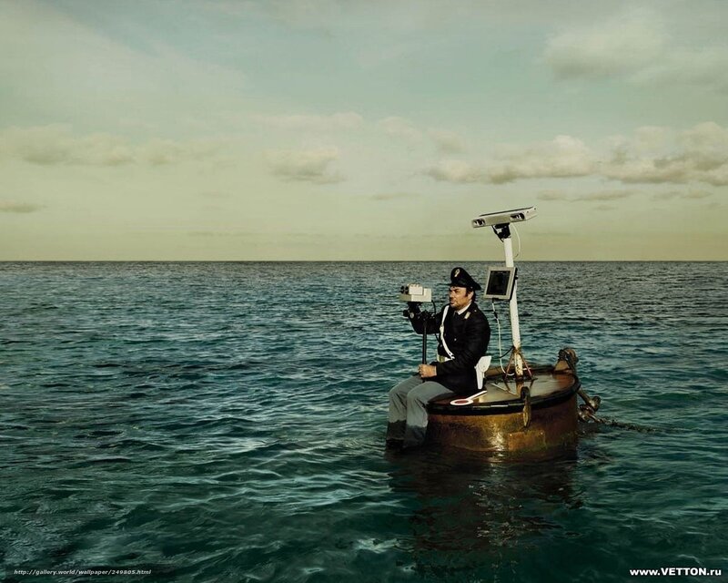Marine officer on a small boat
