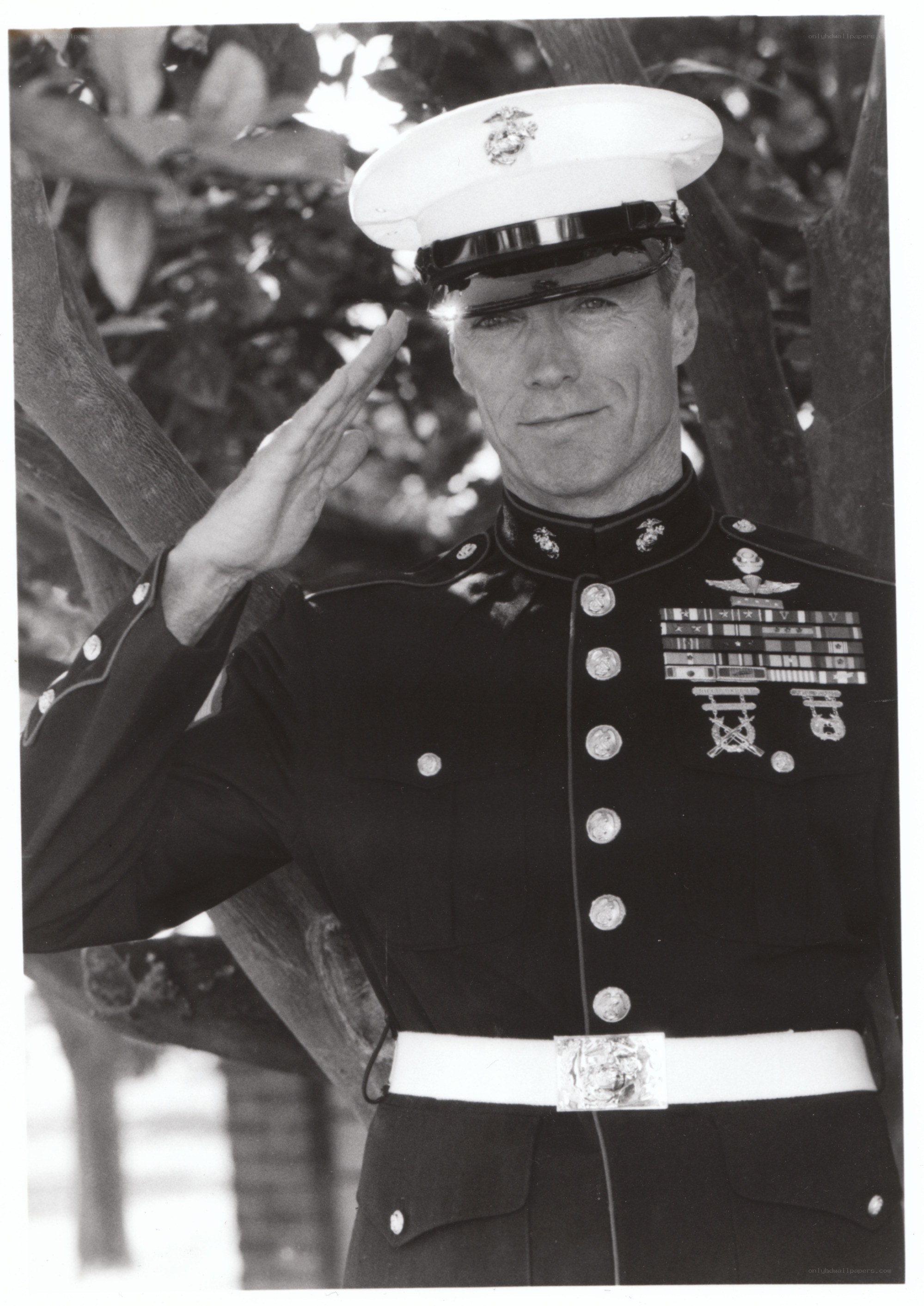 Marine officer saluting
