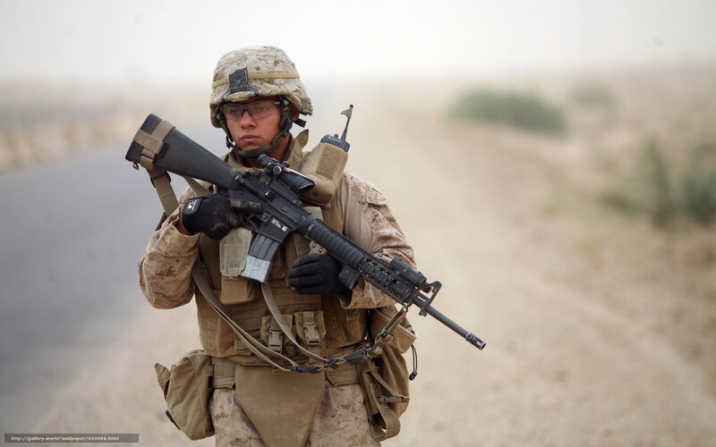 Marine soldier in desert gear
