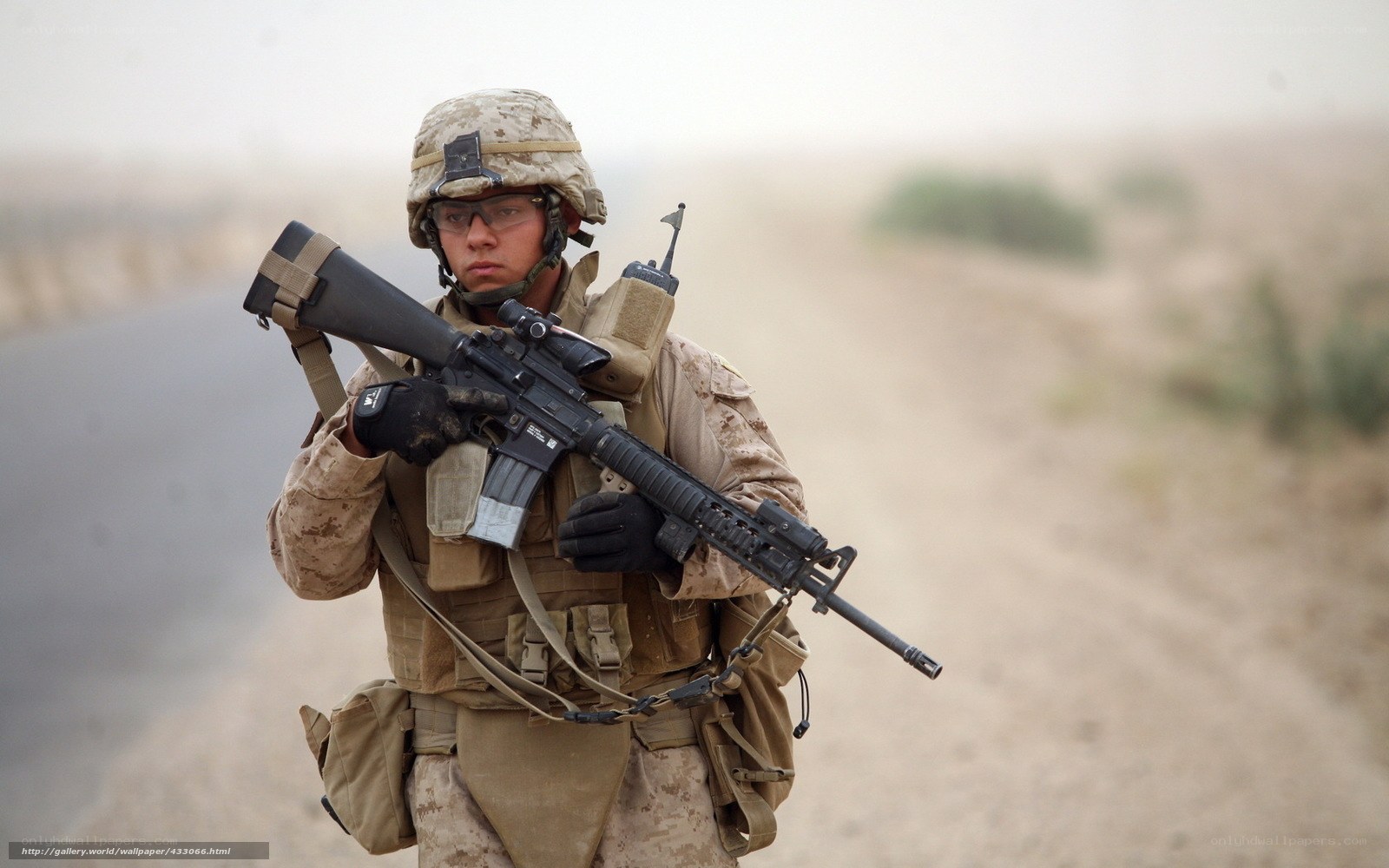 Marine soldier in desert gear