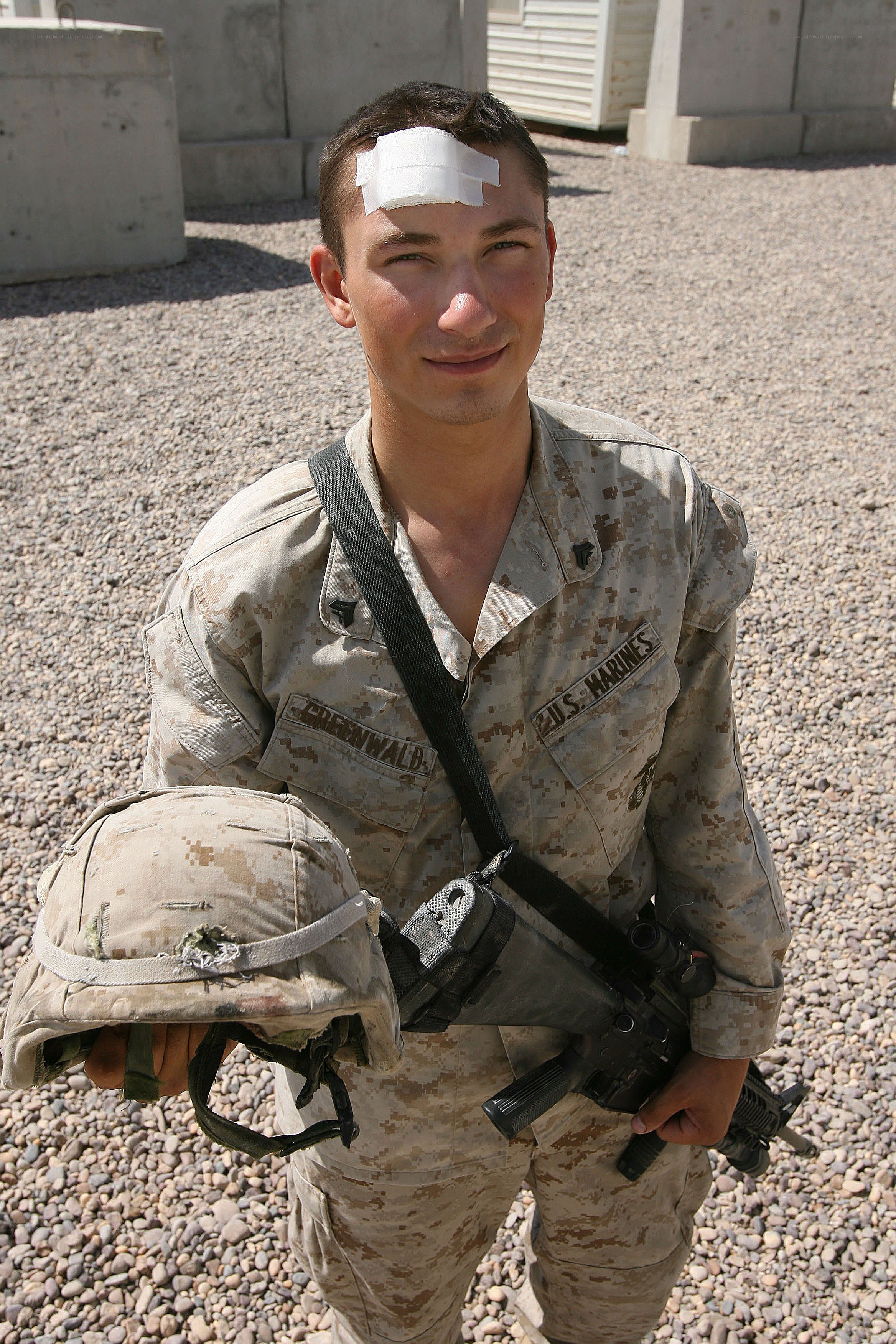 Marine with bandaged head