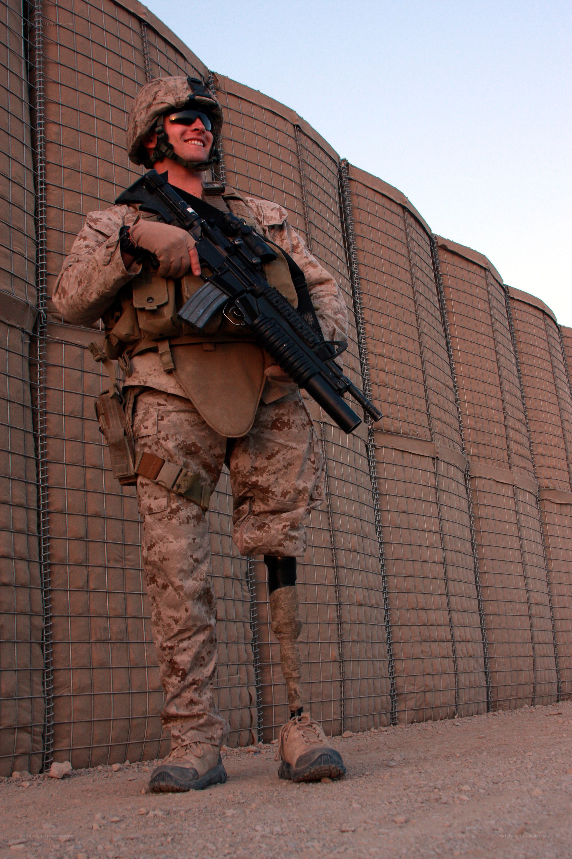 Marine with prosthetic leg