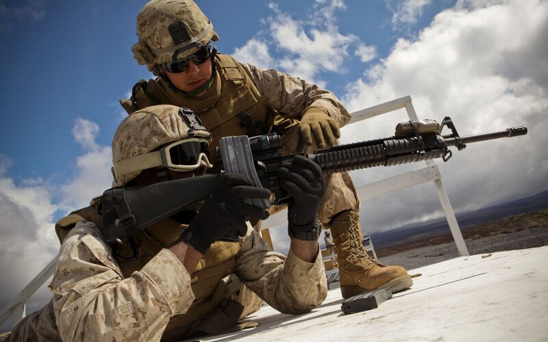 Marines in combat training