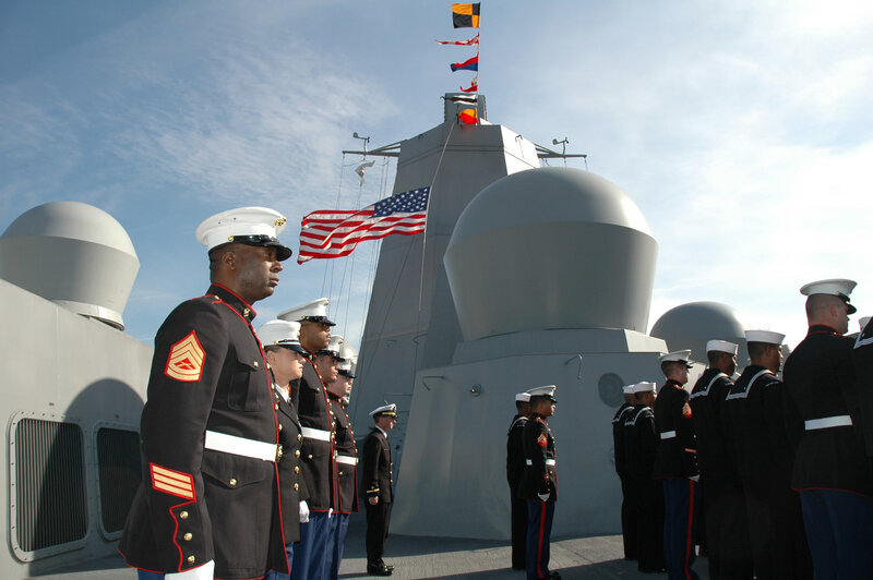 Marines on a naval ship deck