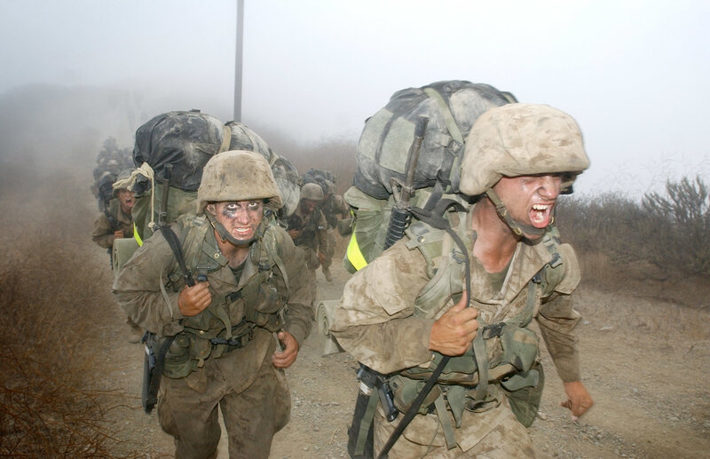 Marines on a training march