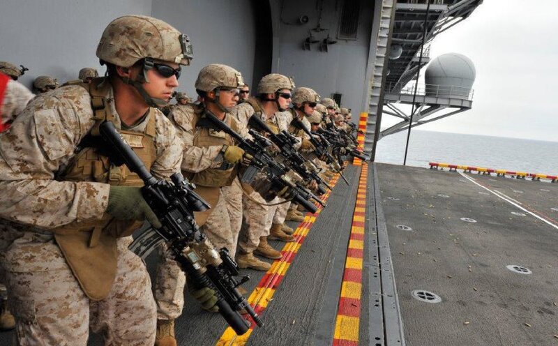 Marines on Ship Deck — Tan