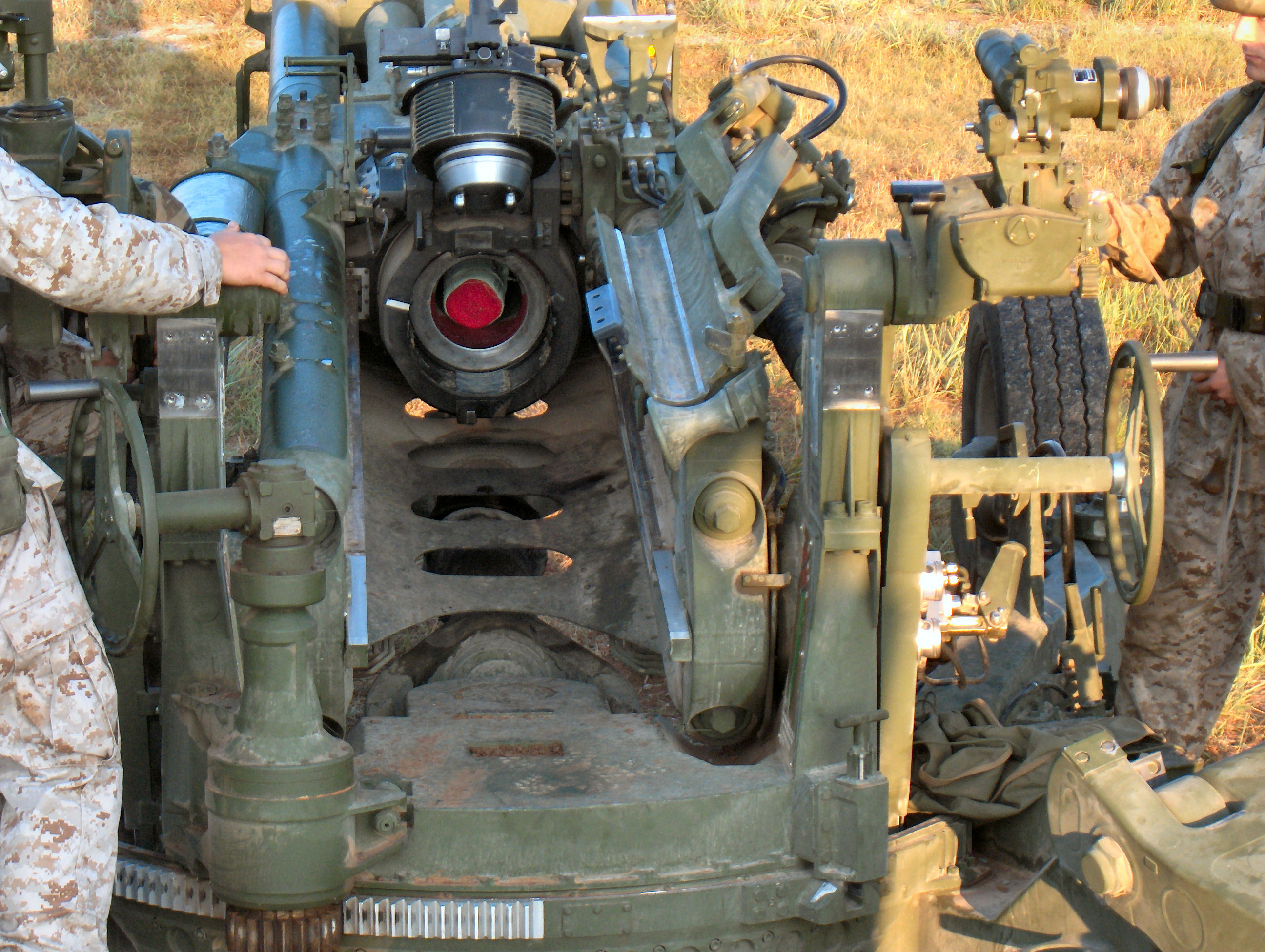 Marines operating artillery piece