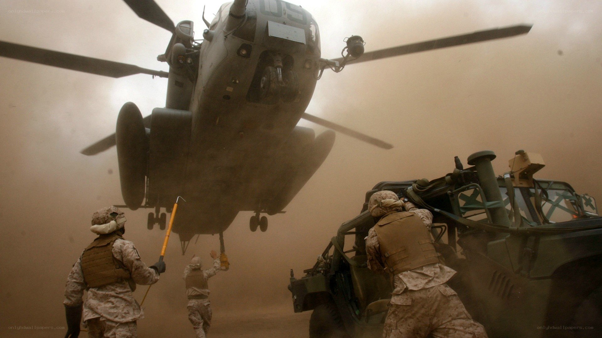 Marines preparing for helicopter extraction