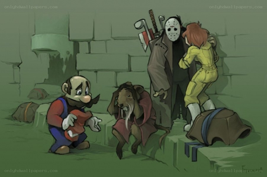 Mario and a masked figure