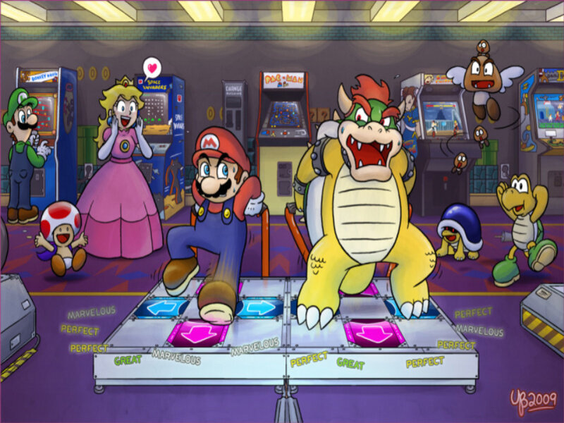 Mario and Bowser Dancing — Purple