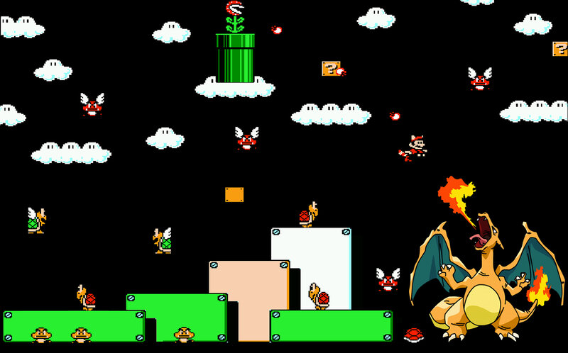 Mario and Charizard crossover