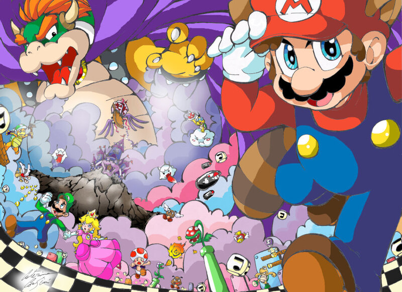 Mario and friends in a chaotic battle