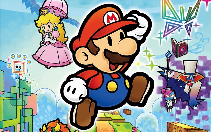Mario and friends in a colorful world