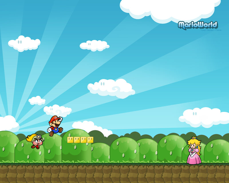 Mario and friends in a sunny world