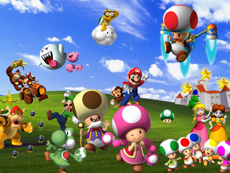 Mario and friends in the sky