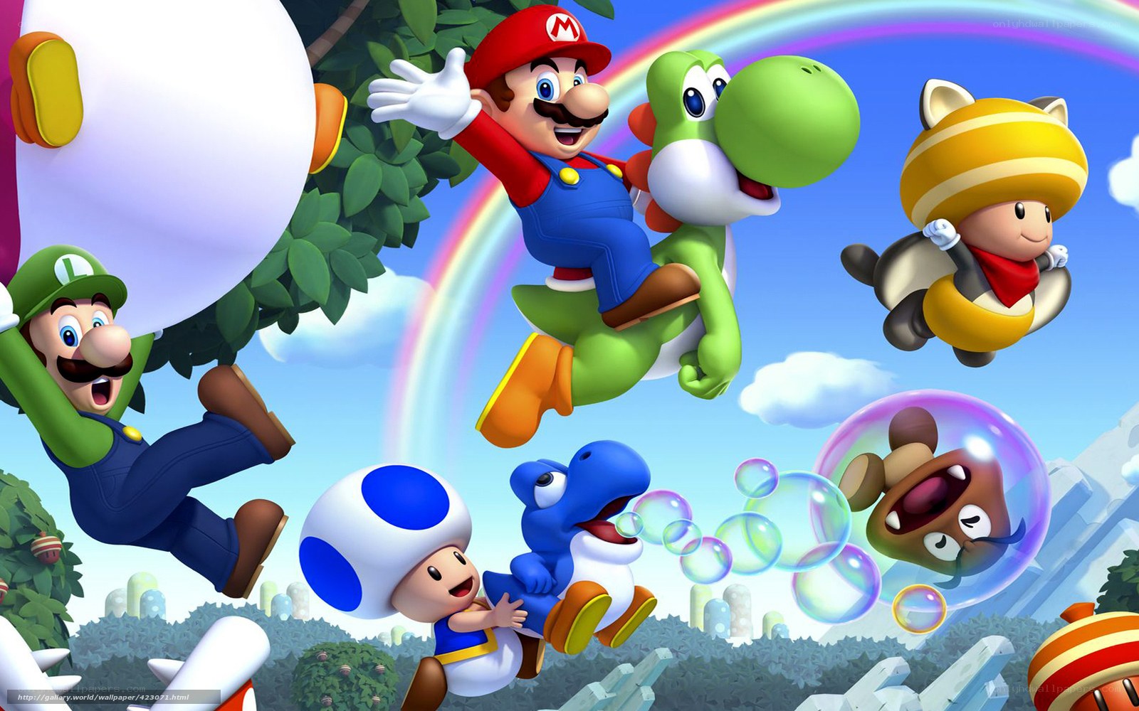 Mario and friends in the sky