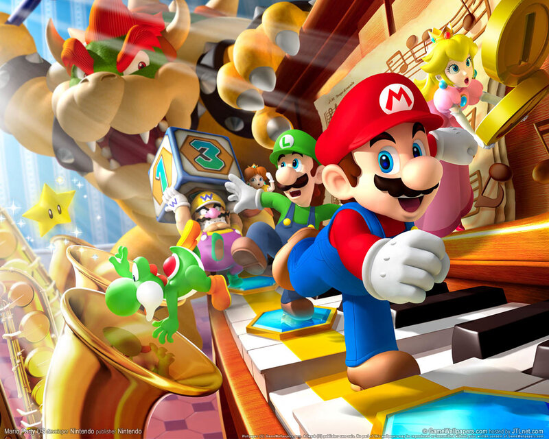 Mario and friends on a piano
