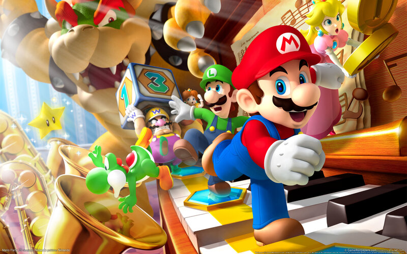 Mario and friends on piano keys