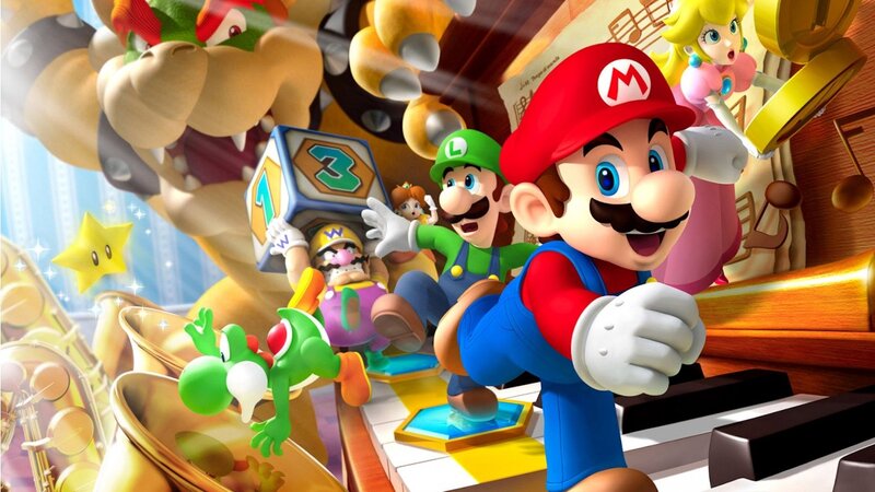 Mario and Friends on Piano — Red, Energetic, 3d Render